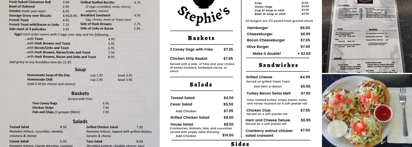 Aunt Stephie's Menu