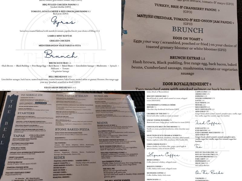 The Bell Burton Overy Menu