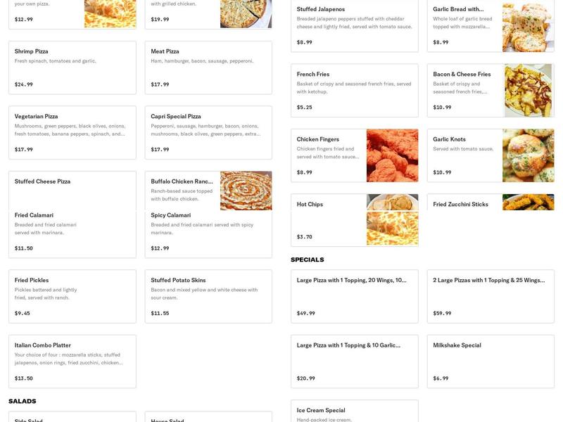 Capri's Pizzeria & Family Restaurant Menu