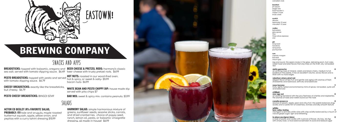 Harmony Brewing Company Menu