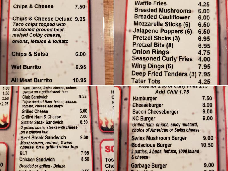 Kent City Lounge Menu