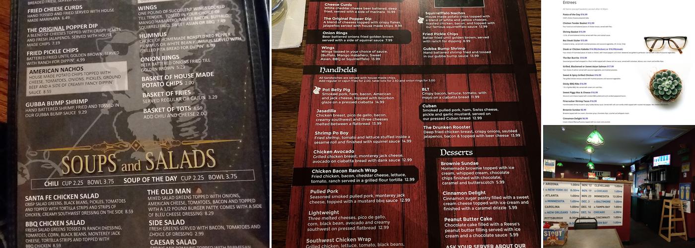 The Blind Squirrel Tavern Menu