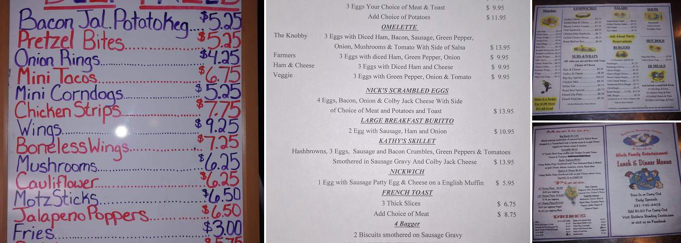 Baldwin Bowling Center Menu