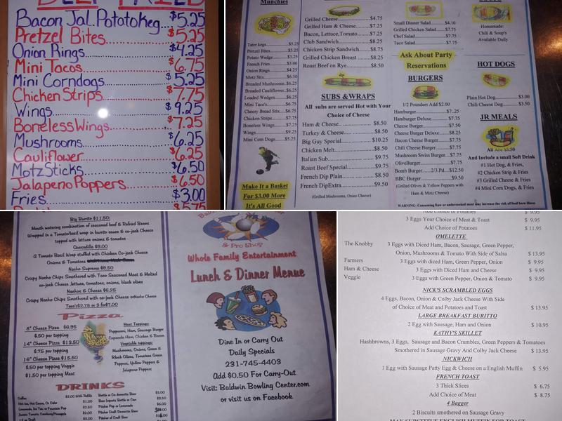 Baldwin Bowling Center Menu