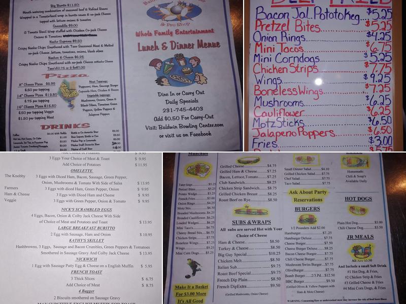Baldwin Bowling Center Menu