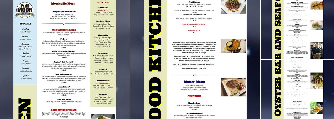 Full Moon Oyster Bar Menu