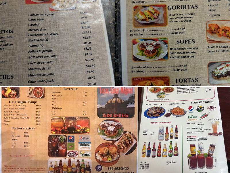 Tacos Casa Miguel Menu