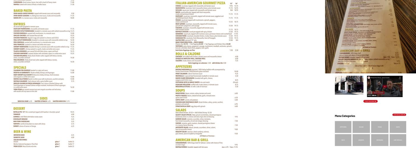 Salvo's Pizzabar Menu