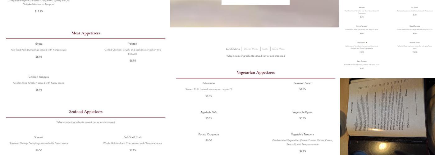 Akai Hana Japanese Restaurant Menu