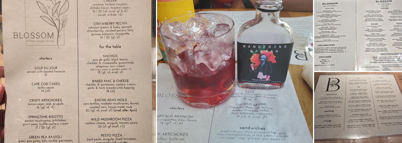 Blossom on Columbus Menu