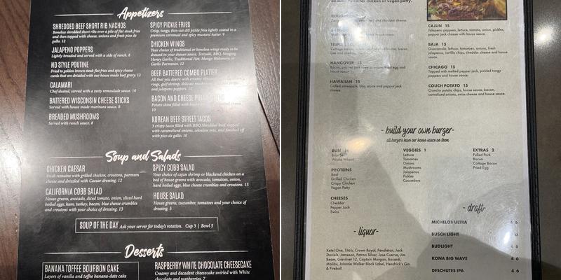 Astoria Bar & Grill Menu