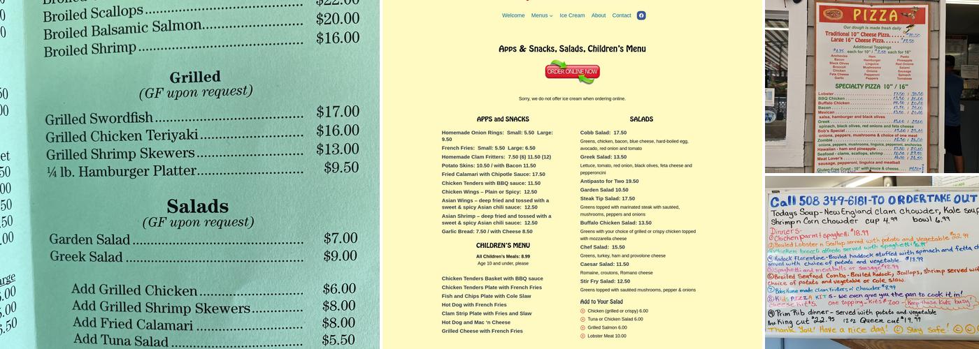Bob's Sub and Cone Family Restaurant Menu