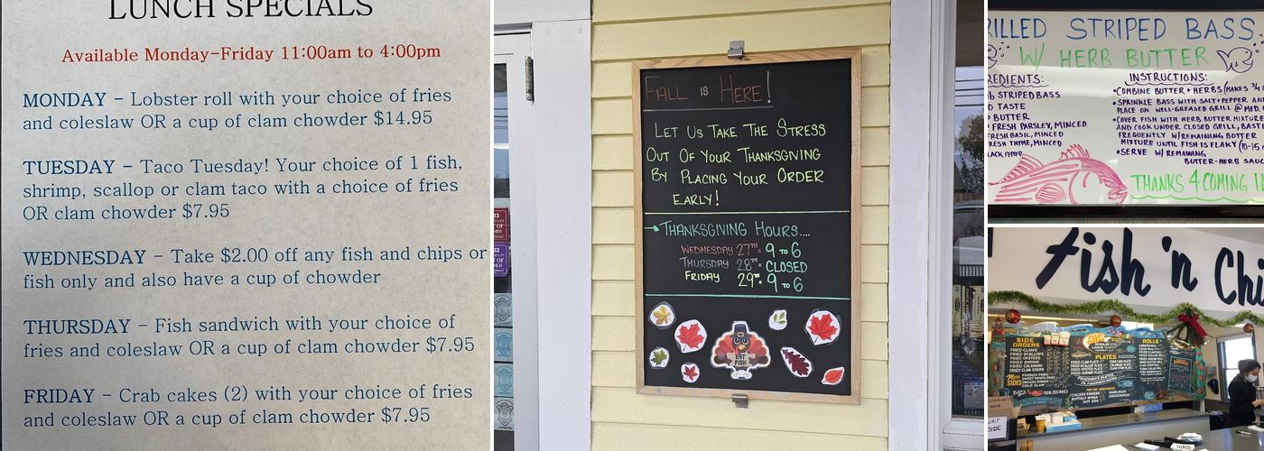 Nauset Fish & Lobster Pool Menu