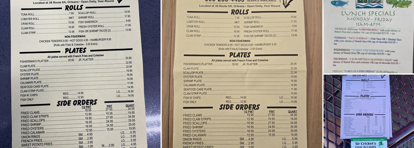 Sir Cricket's Fish & Chips Menu