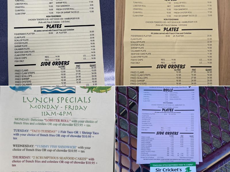Sir Cricket's Fish & Chips Menu