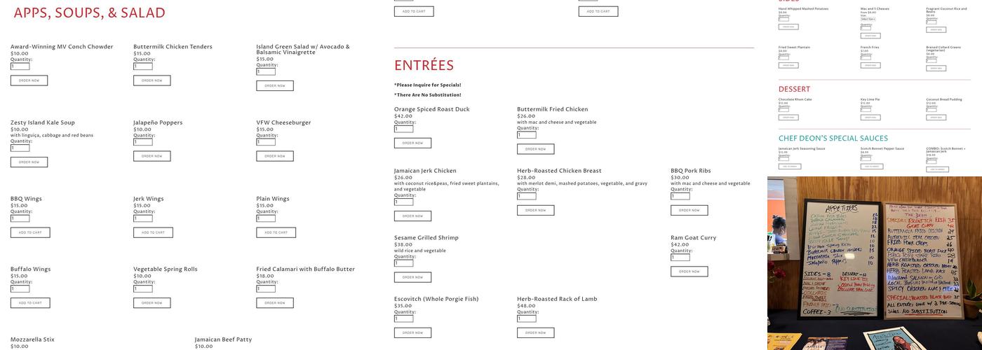 Chef Deon's Kitchen Menu