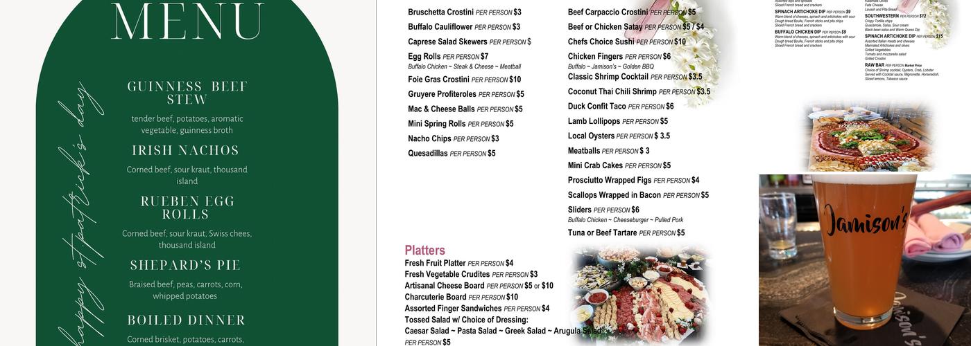 Jamison’s Menu
