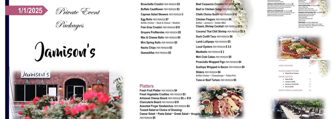 Jamison’s Menu