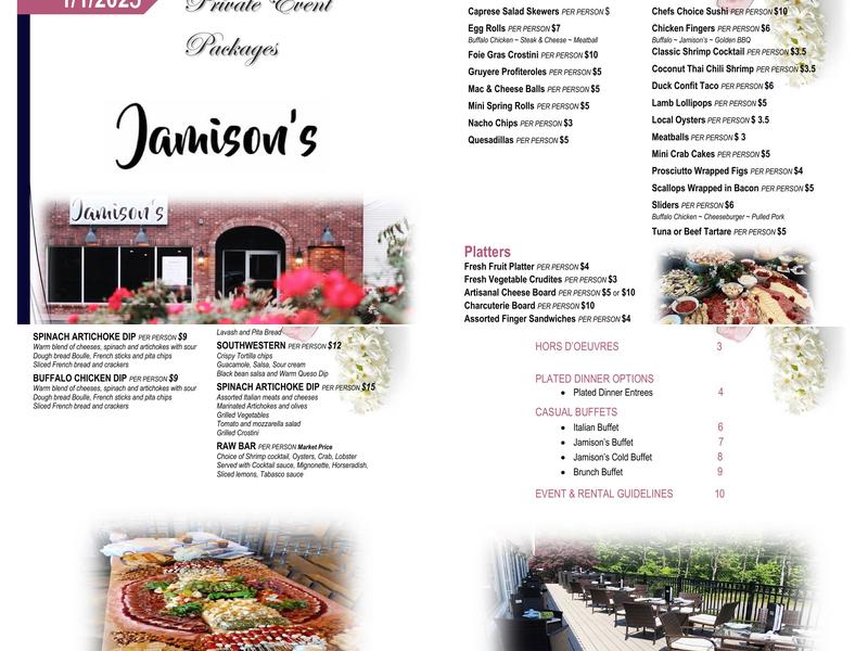 Jamison’s Menu