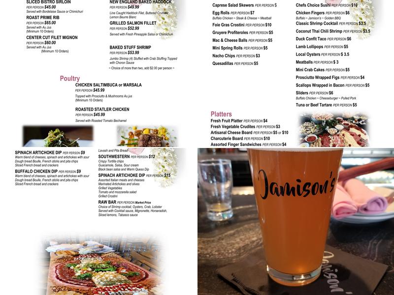 Jamison’s Menu