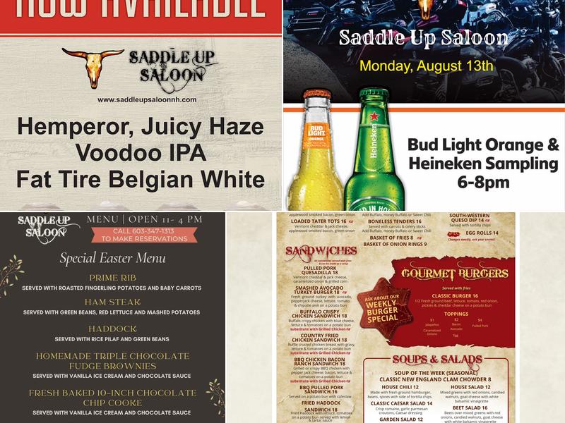 Saddle Up Saloon Menu