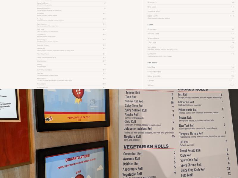 Ninja Sushi and Hibachi Menu