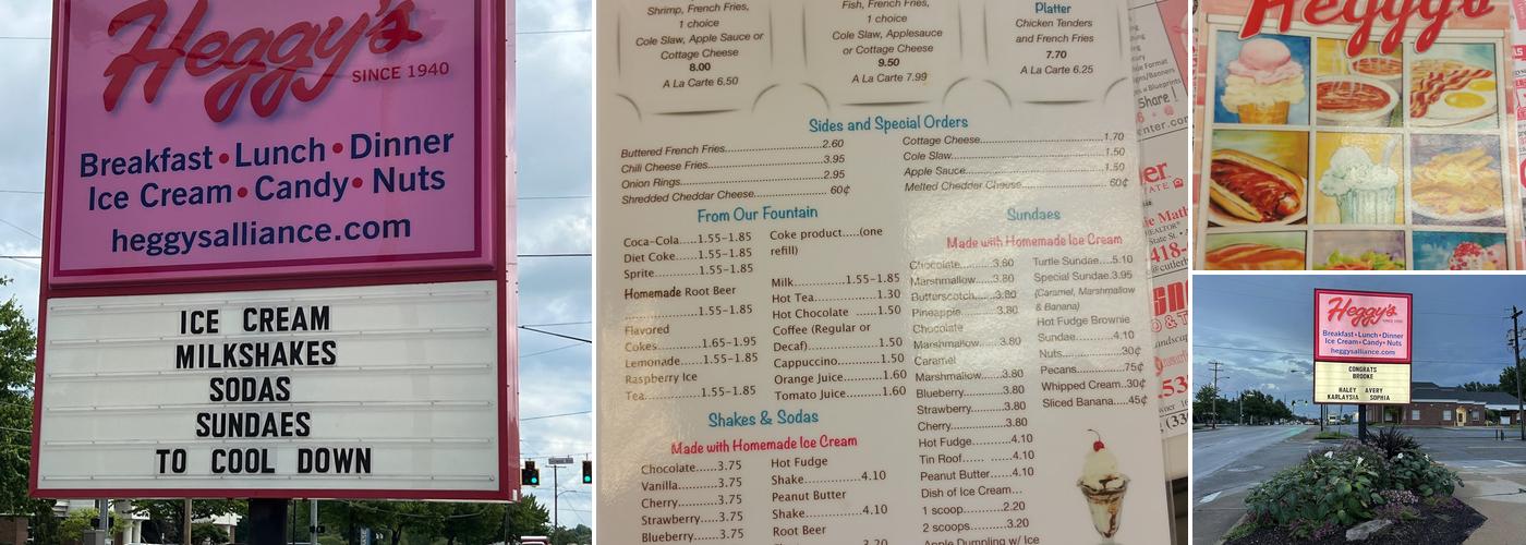 Heggy's Confectionery Menu