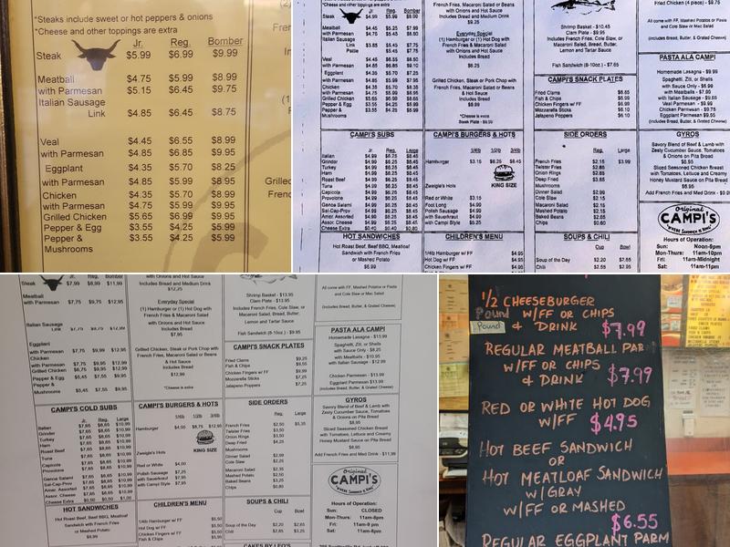 Campi's Restaurant Menu