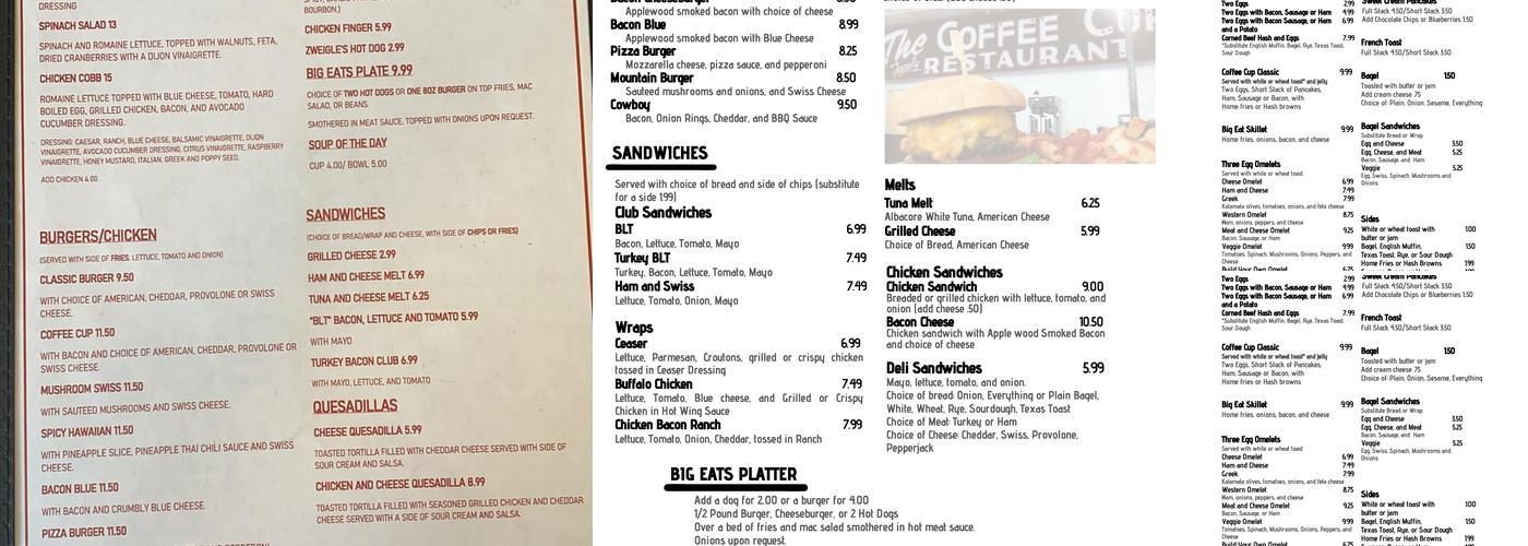 The Coffee Cup Menu