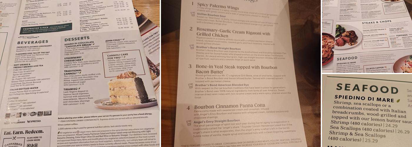 Carrabba's Italian Grill Menu