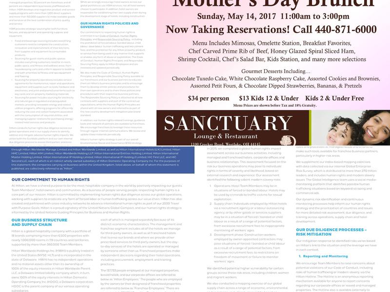 Sanctuary The Restaurant Menu