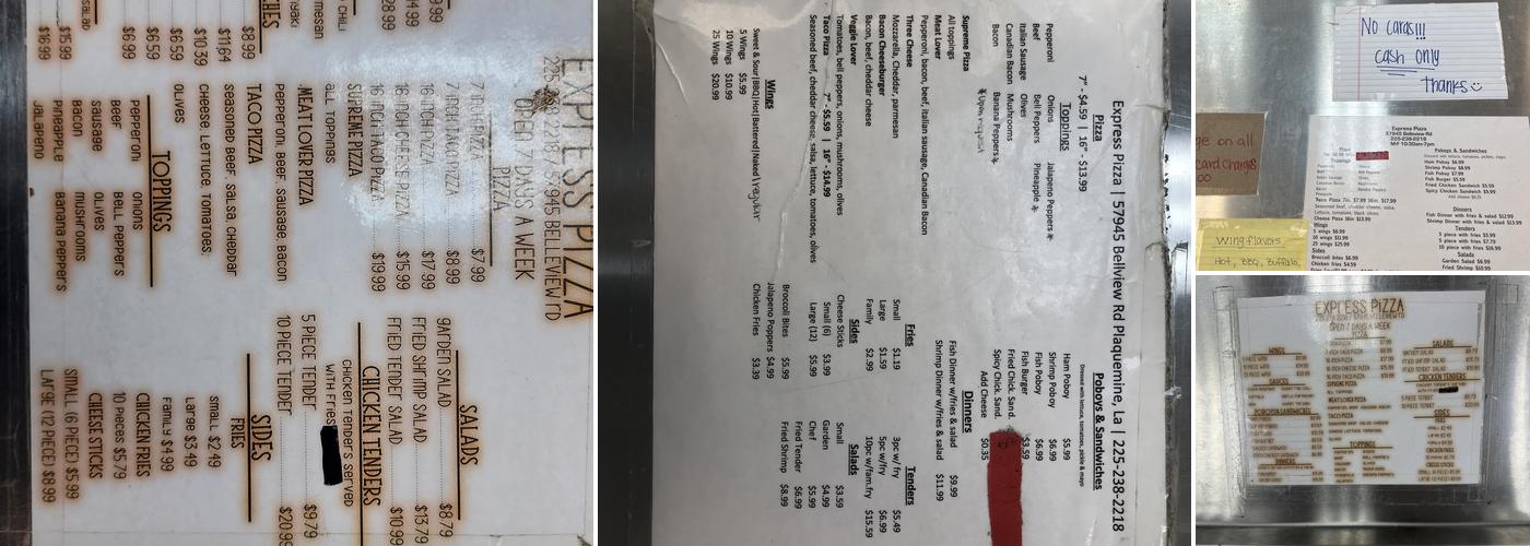 Express Pizza Menu