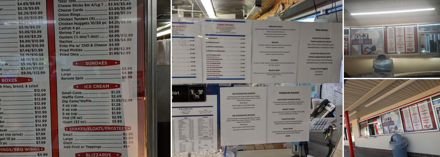 G & J Drive Inn Menu