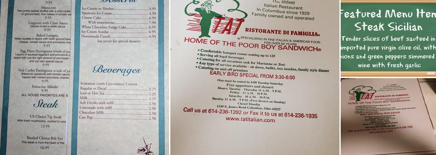 TAT Ristorante Di Famiglia Menu