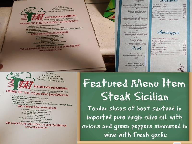 TAT Ristorante Di Famiglia Menu