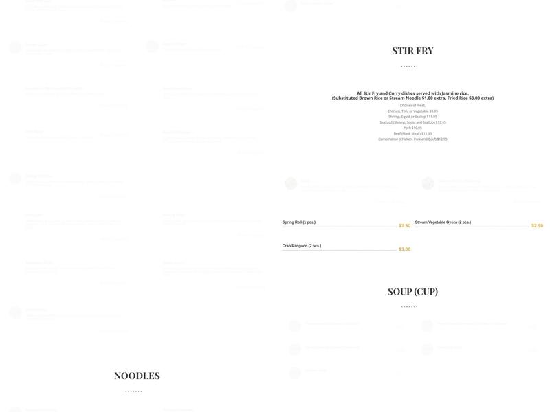 Sukhothai Thai Cuisine Menu