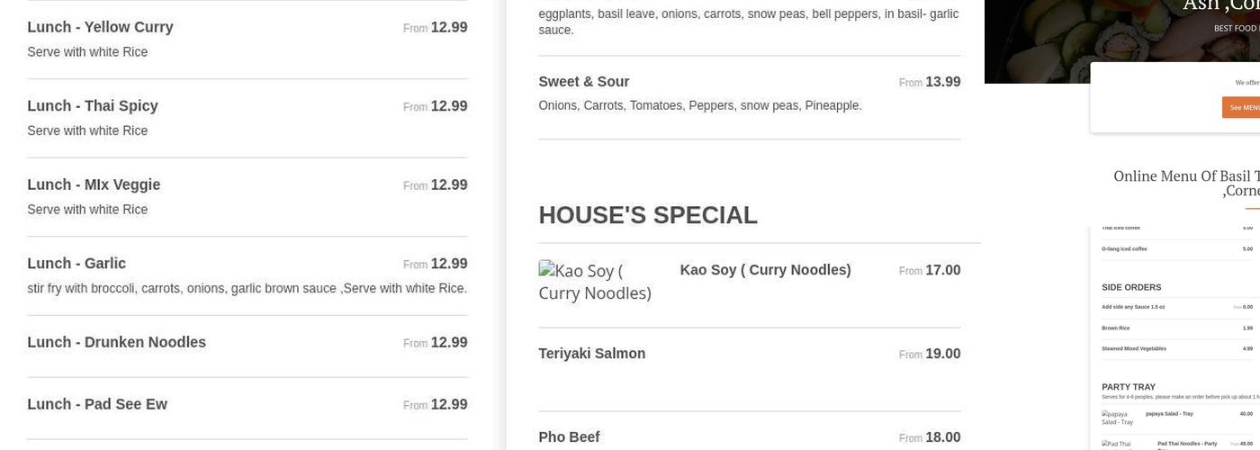 Basil Thai & Sushi (New Management ) Menu