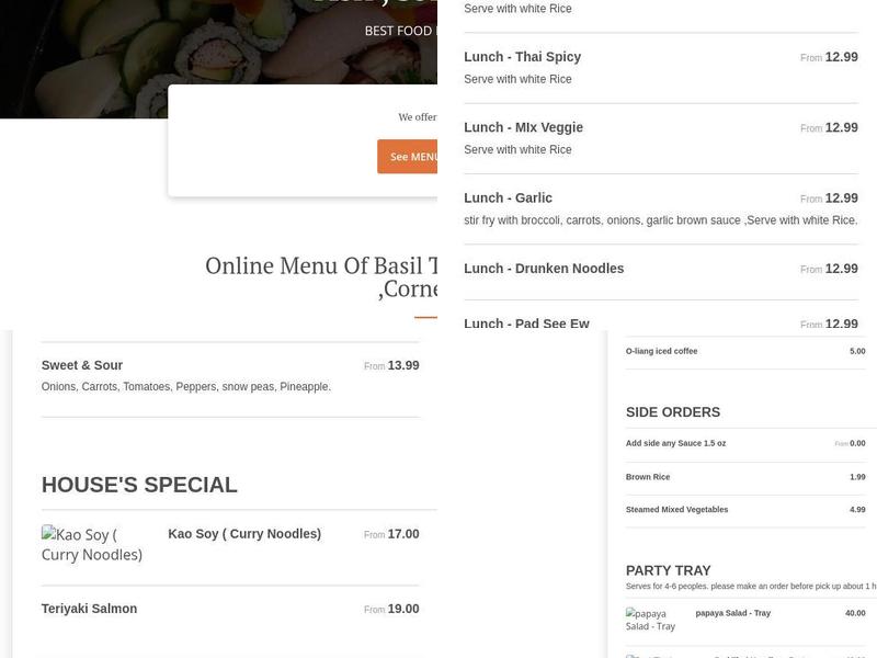 Basil Thai & Sushi (New Management ) Menu