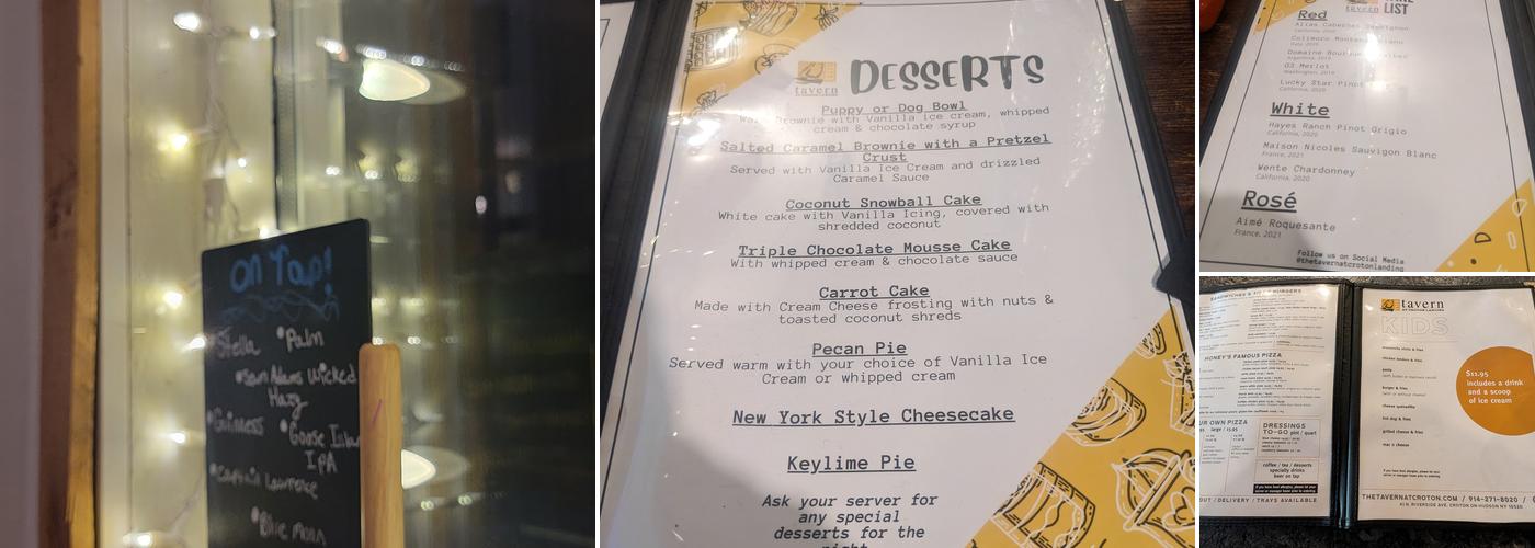 The Tavern at Croton Landing Menu
