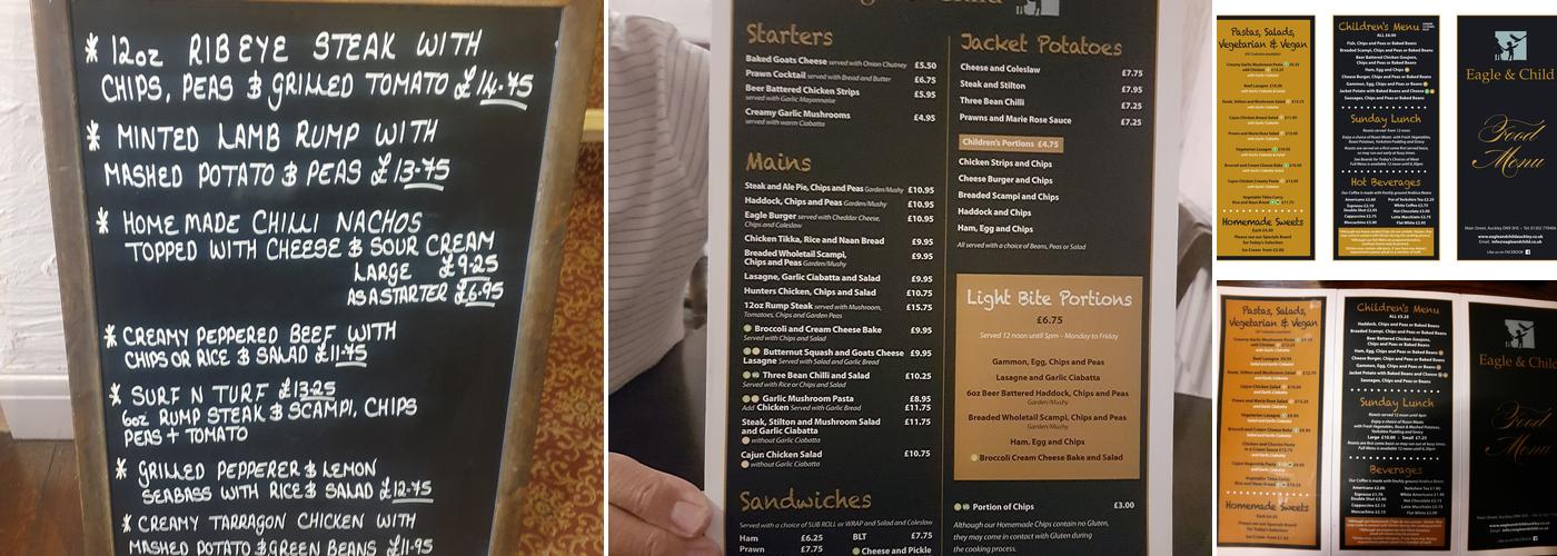 Eagle & Child Inn Menu