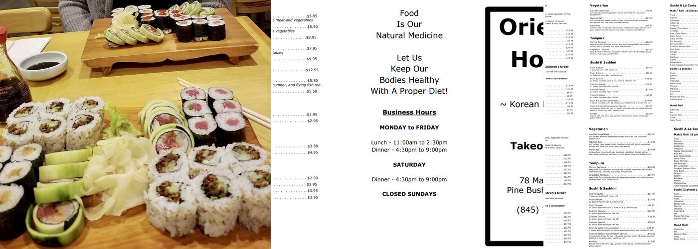 Oriental House Menu