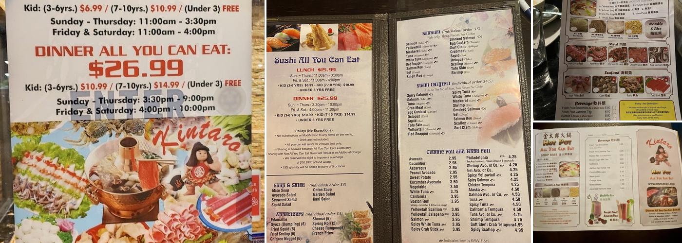Kintaro All You Can Eat Sushi & Hot Pot Menu