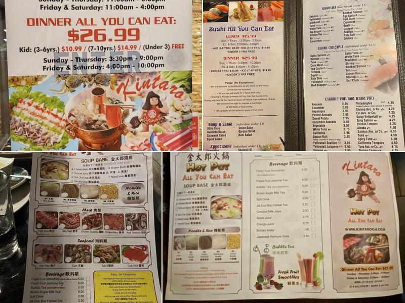Kintaro All You Can Eat Sushi & Hot Pot Menu