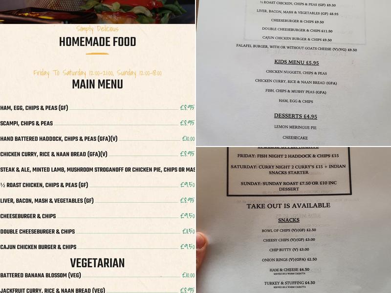 The Wheatsheaf Inn Menu