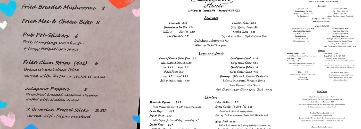 The Publik House Menu