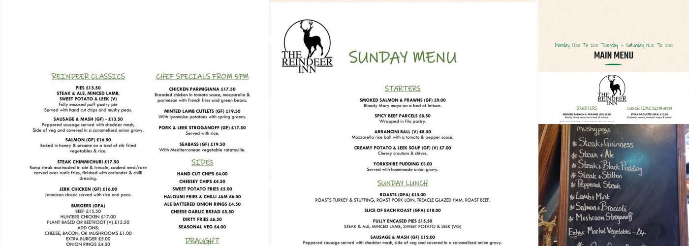 The Reindeer Inn Menu