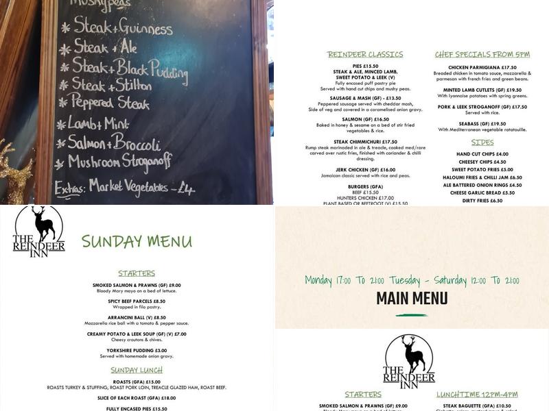 The Reindeer Inn Menu