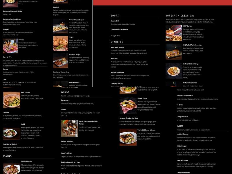 Publick House 23 Menu