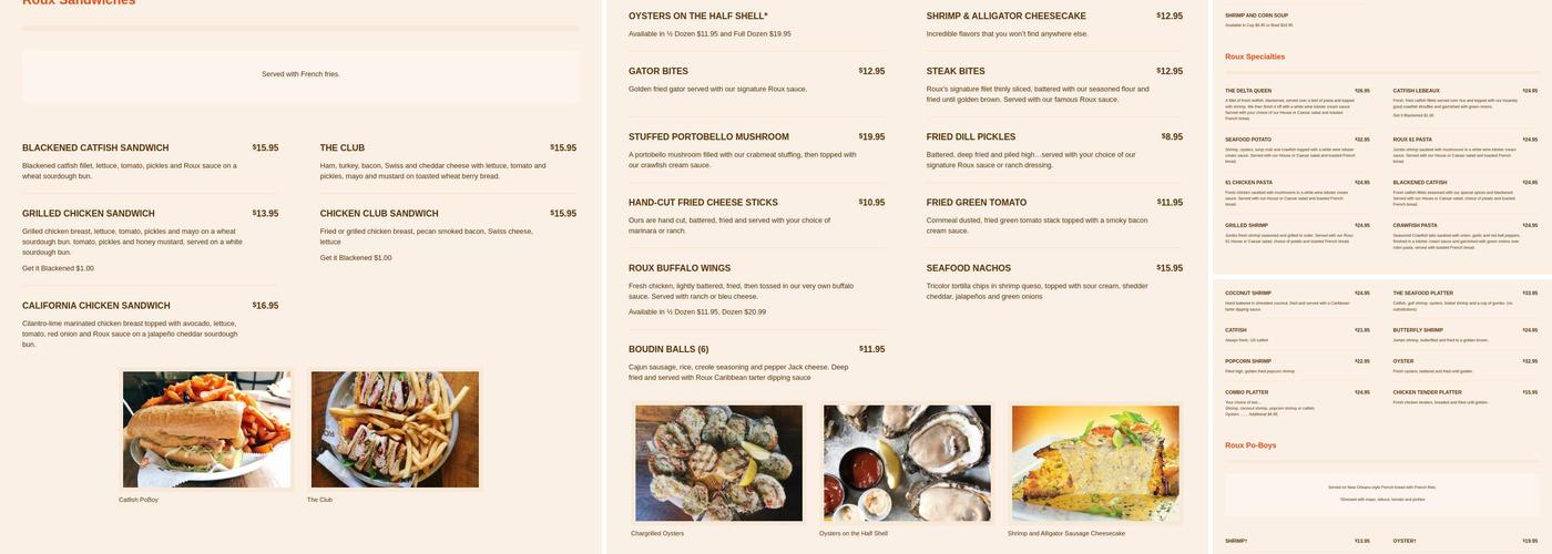 Roux 61 Seafood & Grill Menu