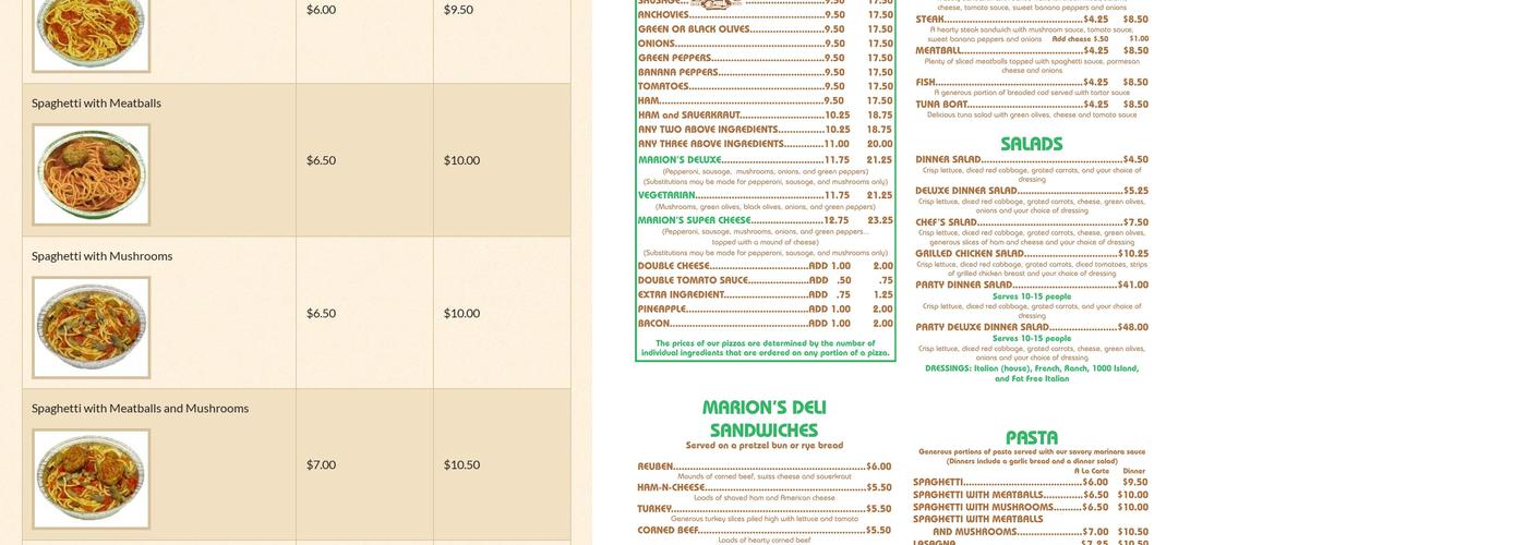 Marion's Piazza Menu